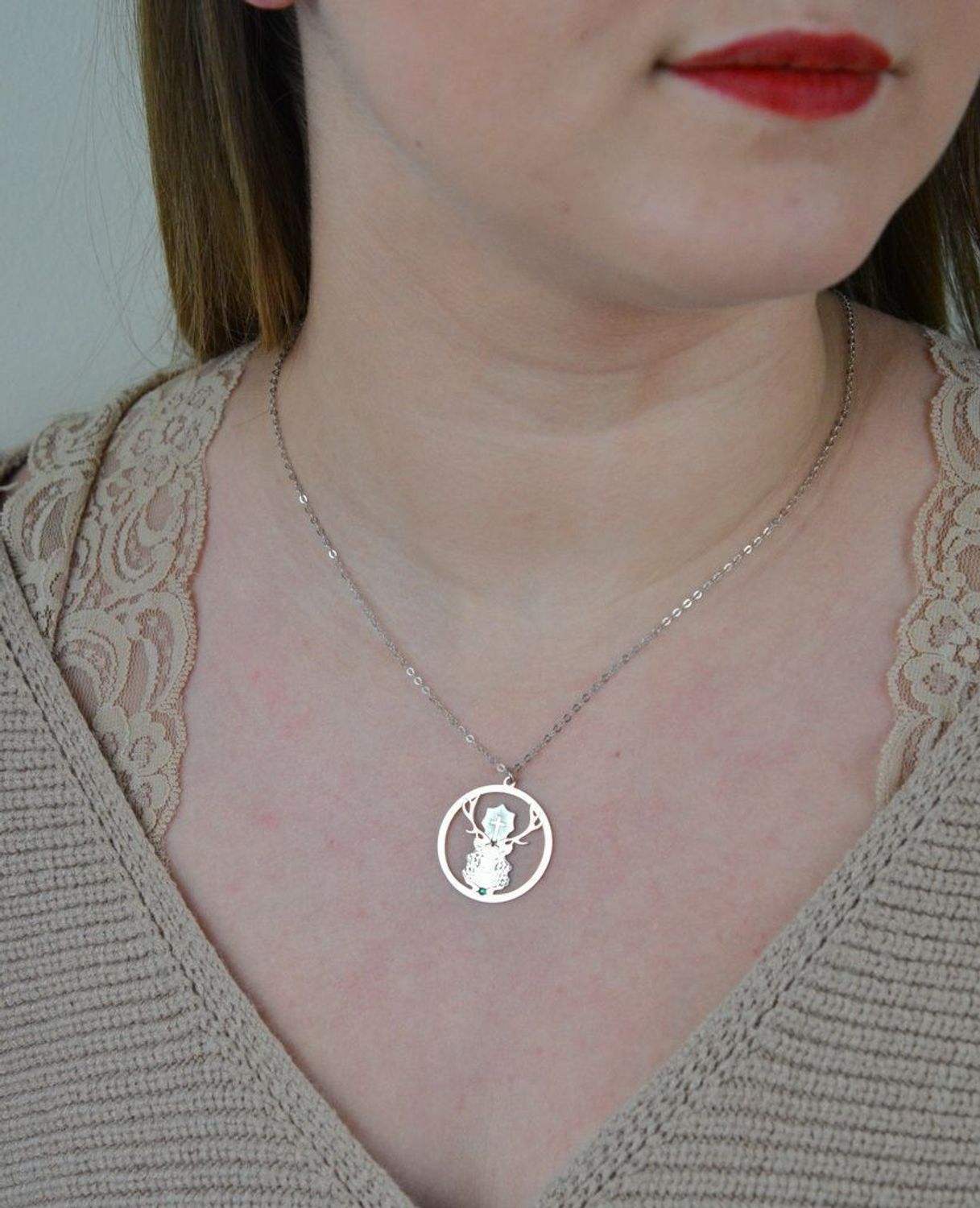 Srebrny naszyjnik celebrytka Jeleń Św. Huberta DIA-NSZ-NR3 R552-ROD.jpg